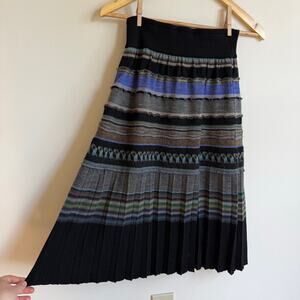 M.&Kyoko Japan Wool Art to Wear Knee Length Midi Skirt Black Multicolored Size 1